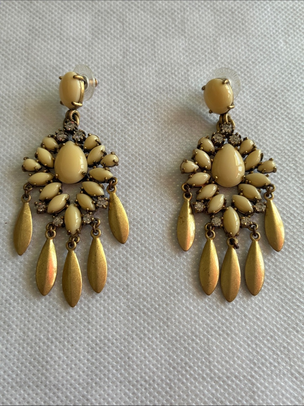 Cream Stella & Dot Teardrop Chandelier Earrings - Women Jewelry